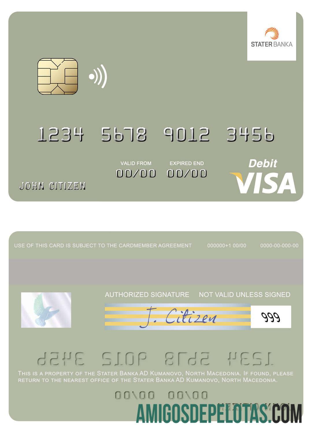 North Macedonia Stater Banka AD Kumanovo Visa Debit Card example